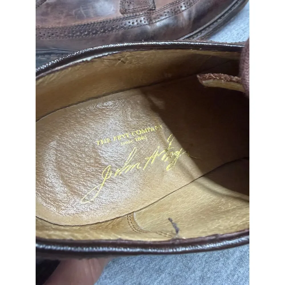 John A. Frye Brown Leather Wingtip LaceUp Oxfords Brown Leather Mens Size 10